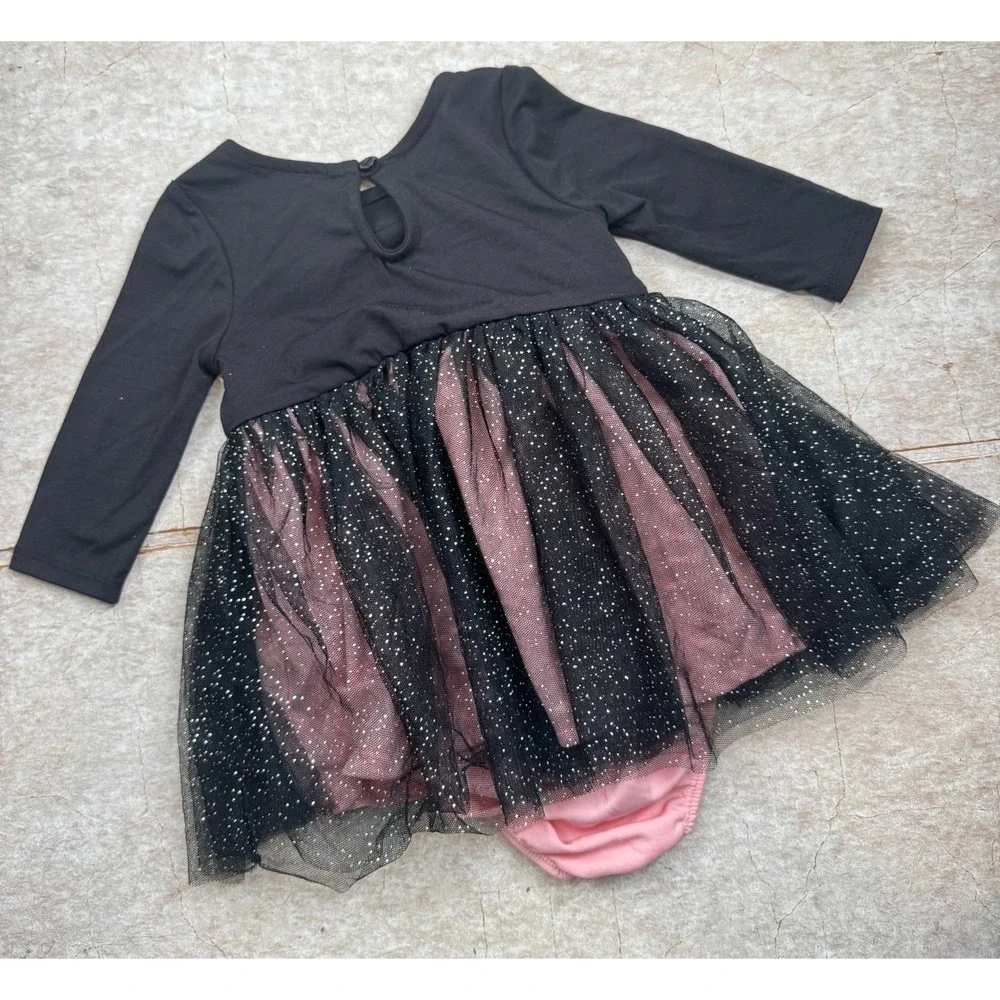 Zunie Baby Girl 12M‎ Black Pink Cat Tutu Dress Outfit NWOT Halloween Costume
